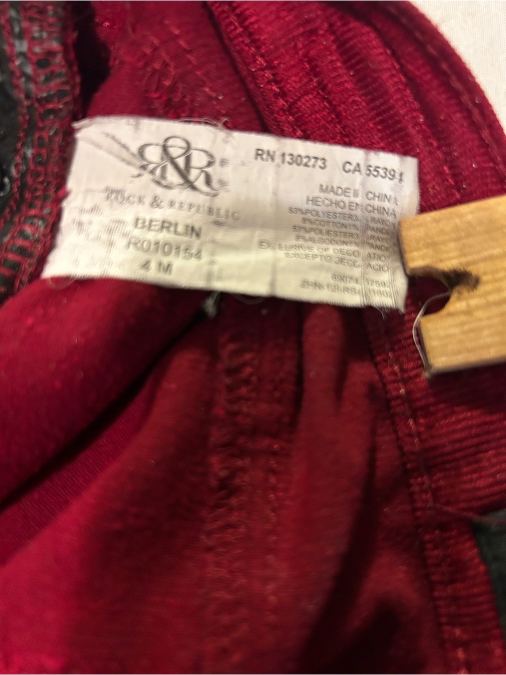Rock & Republic Red Corduroy Pants Size 4M Berlin Fit - Picture 6 of 15